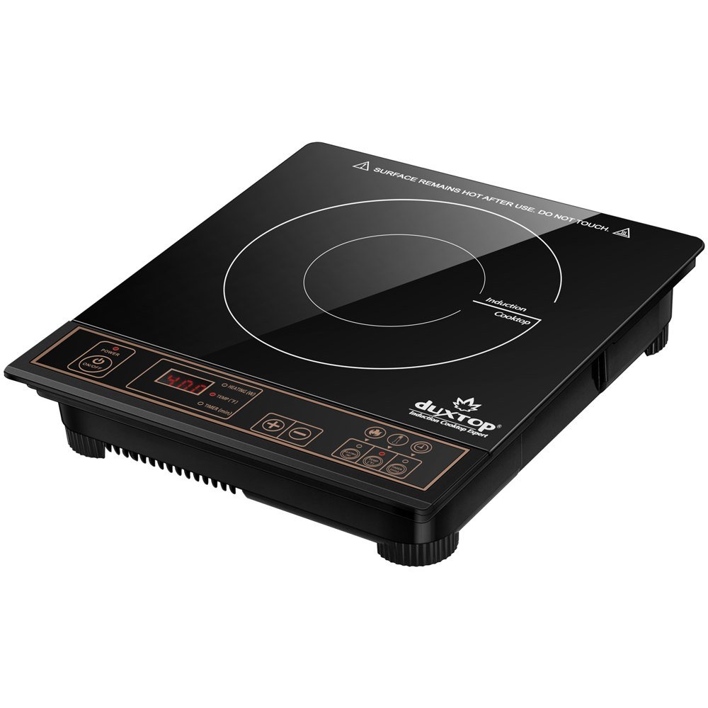 Duxtop 8100MC portable induction cooktop with gold-accent button panel